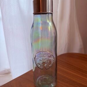 Starbucks Iridescent Glass Bottle with Silver Cap